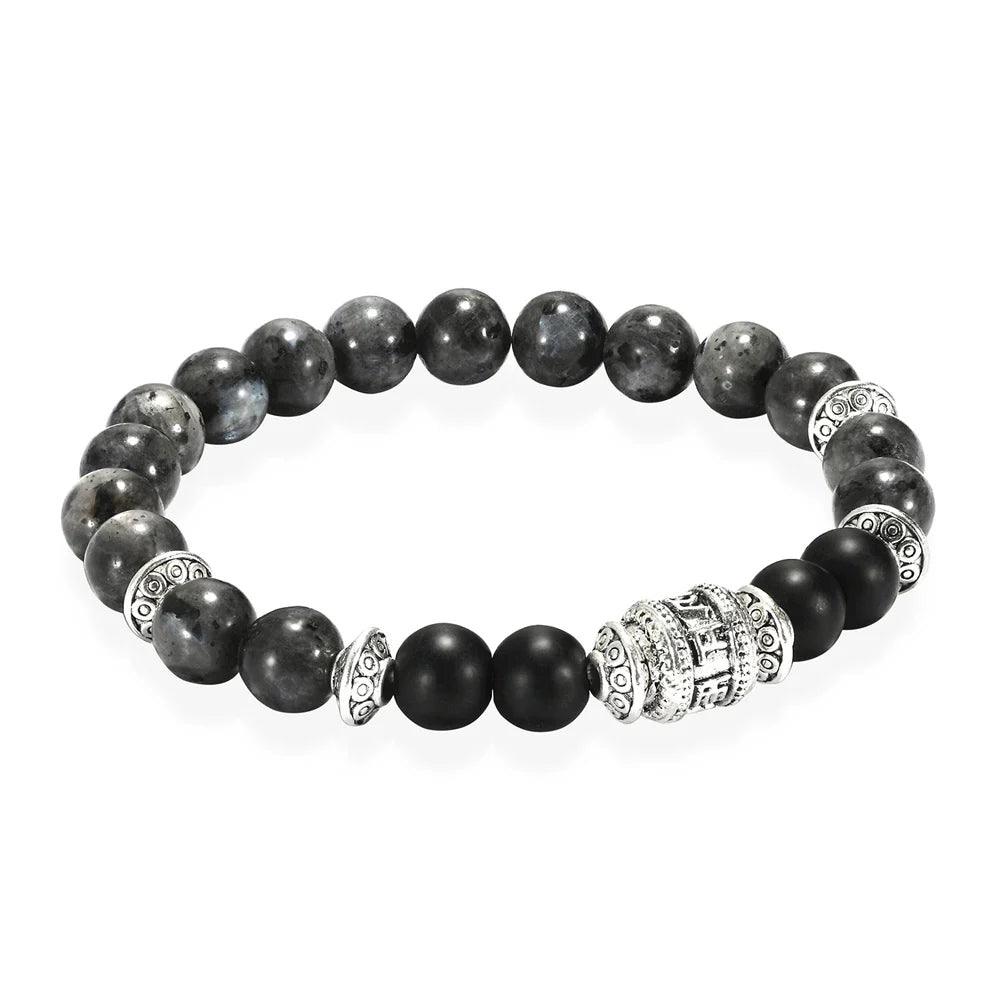 Pulseira de Pedra Natural com Mantra OM MANI PADME HUM - Pulseira Masculina e Feminina, Moda e Joias - Pedras Naturais - Semi Joias