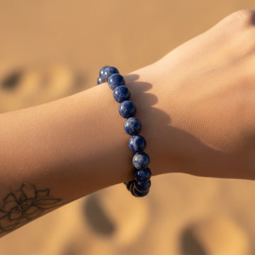 Pulseira de Sodalita Natural – Clareza Mental, Intuição e Verdade Interior | Pedra Energética | Harmonia Plena