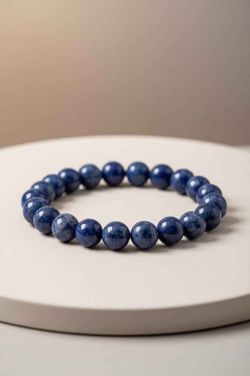 Pulseira de Sodalita Natural – Clareza Mental, Intuição e Verdade Interior | Pedra Energética | Harmonia Plena