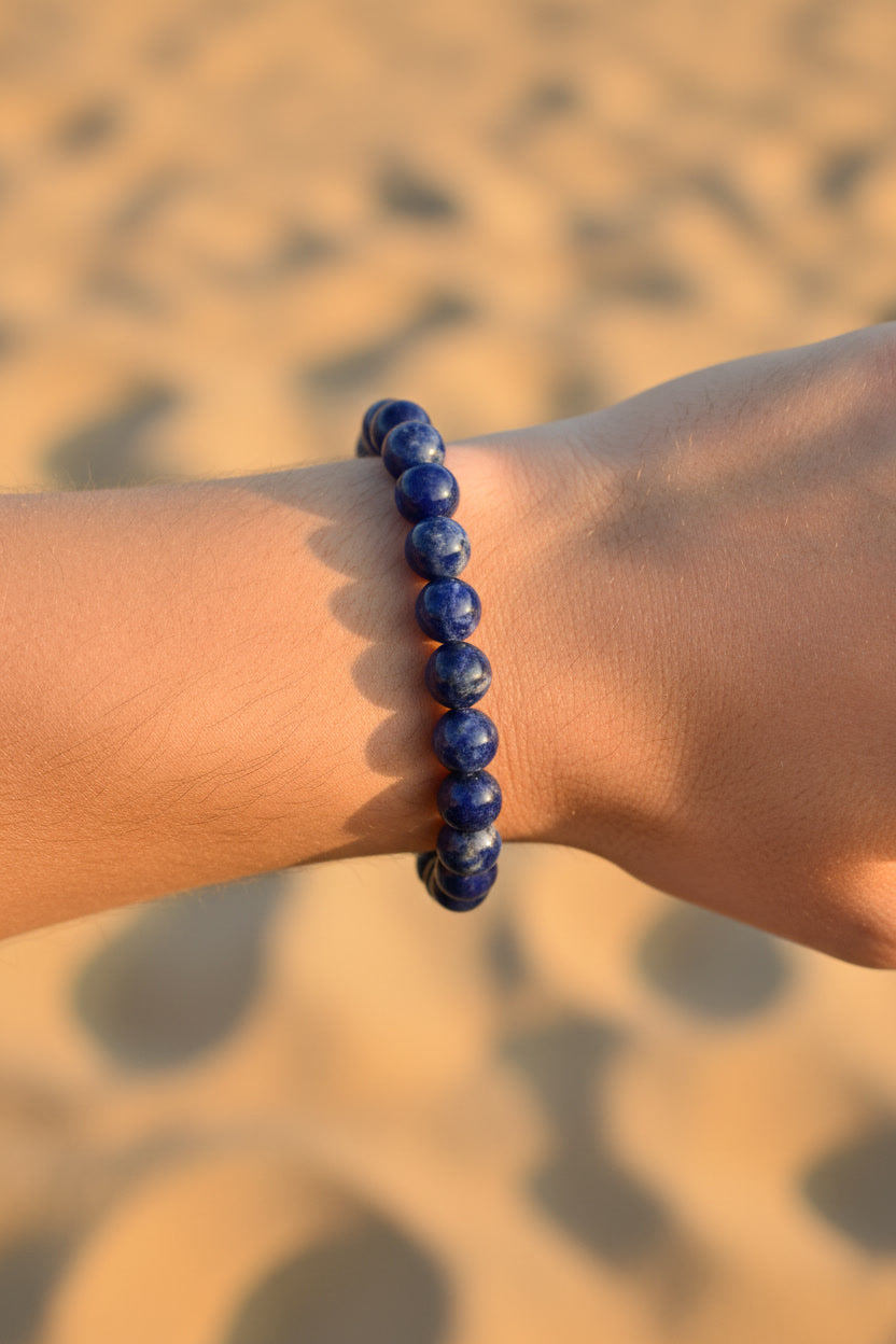 Pulseira de Sodalita Natural – Clareza Mental, Intuição e Verdade Interior | Pedra Energética | Harmonia Plena