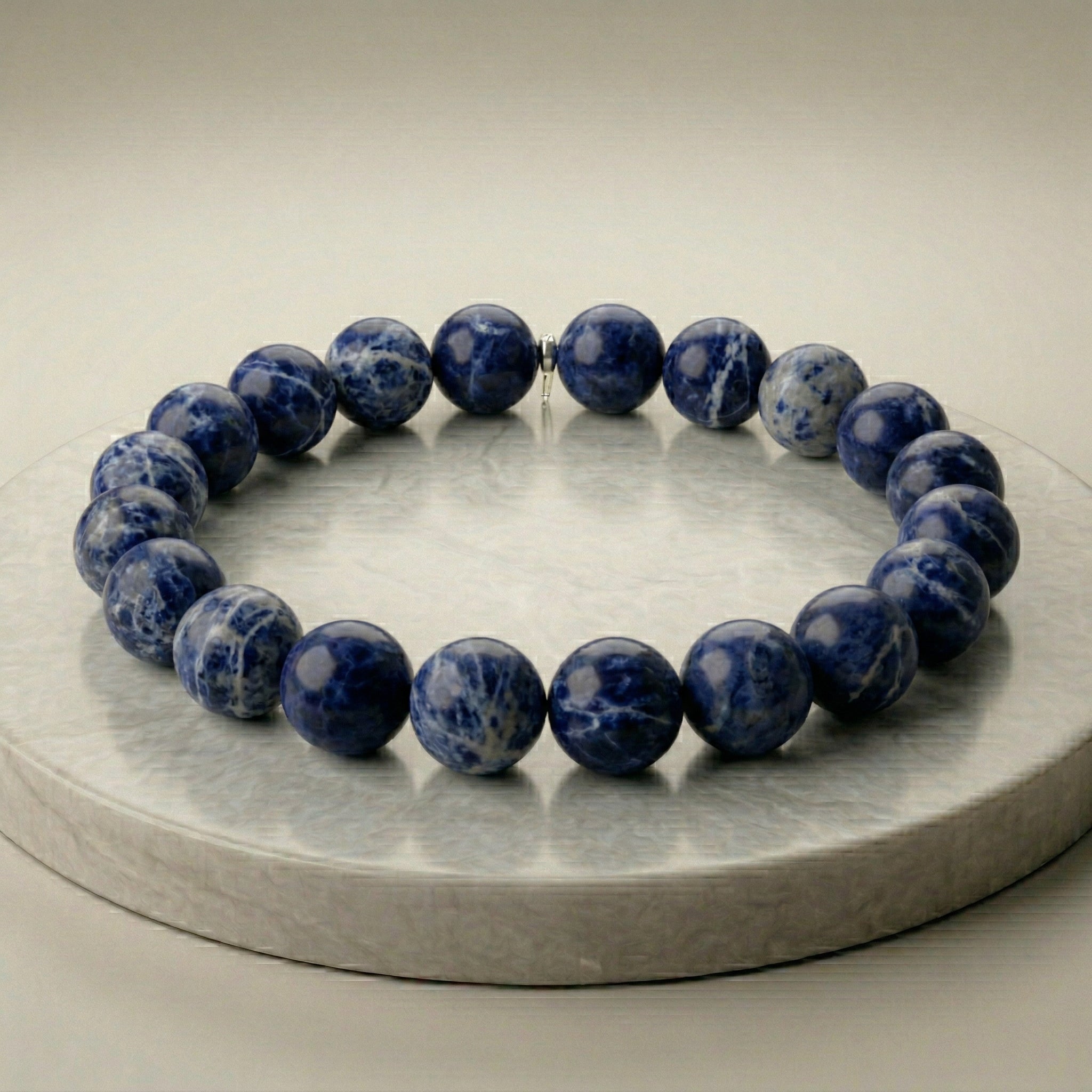 Pulseira de Sodalita Natural – Clareza Mental, Intuição e Verdade Interior | Pedra Energética | Harmonia Plena