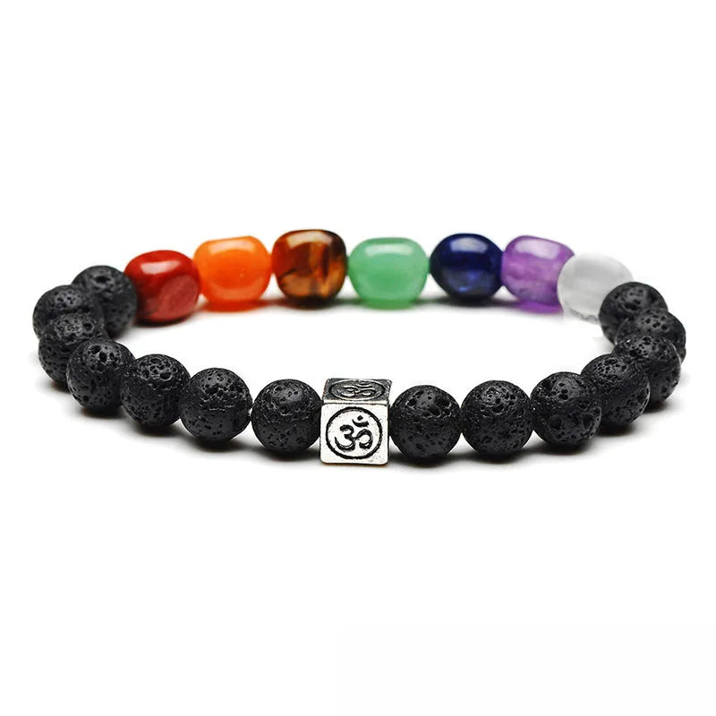 Pulseiras de Contas de Pedras Naturais - 7 Chakras - Pulseiras de Ioga e Cura Unissex - Joias de Sorte e Proteção - Semi Joias - Reiki - Cristais