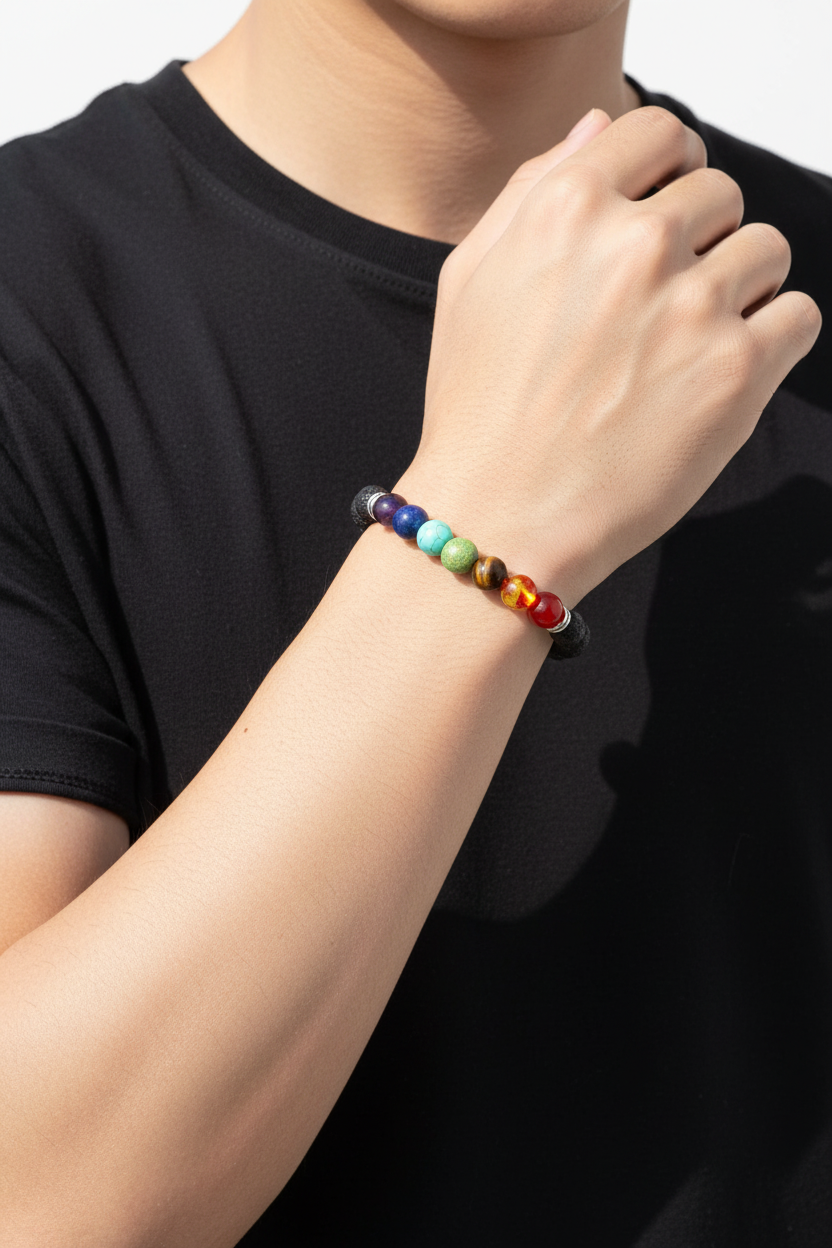 Pulseiras de Contas de Pedras Naturais - 7 Chakras - Unissex - Semi Joias - Reiki - Cristais