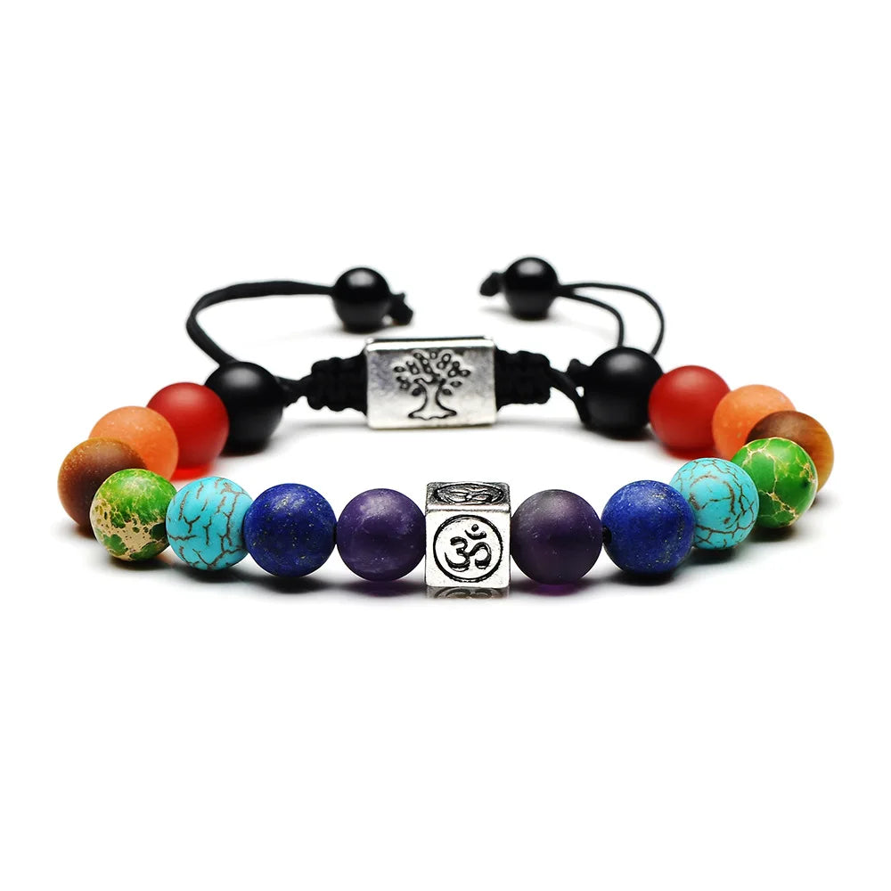 Pulseiras de Contas de Pedras Naturais - 7 Chakras - Pulseiras de Ioga e Cura Unissex - Joias de Sorte e Proteção - Semi Joias - Reiki - Cristais