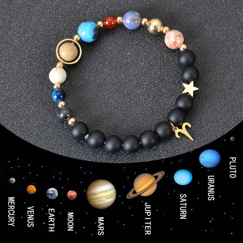 Pulseiras dos 12 Signos do Zodíaco - Pulseira Unissex (Áries, Touro, Gêmeos, Câncer, Leão, Virgem, Libra, Escorpião, Sagitário, Capricórnio, Aquário, Peixes) Pedra Natural - Signos do Zodíaco - Cristais