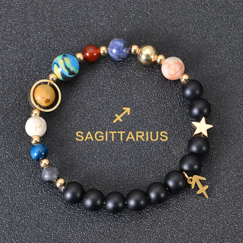 Pulseiras dos 12 Signos do Zodíaco - Pulseira Unissex (Áries, Touro, Gêmeos, Câncer, Leão, Virgem, Libra, Escorpião, Sagitário, Capricórnio, Aquário, Peixes) Pedra Natural - Signos do Zodíaco - Cristais