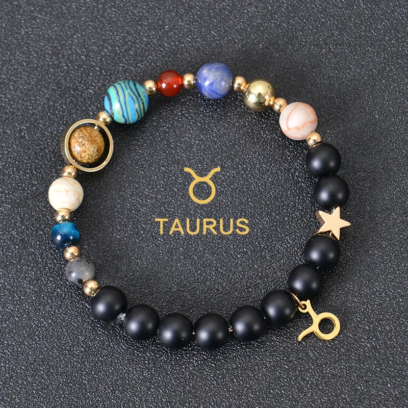 Pulseiras dos 12 Signos do Zodíaco - Pulseira Unissex (Áries, Touro, Gêmeos, Câncer, Leão, Virgem, Libra, Escorpião, Sagitário, Capricórnio, Aquário, Peixes) Pedra Natural - Signos do Zodíaco - Cristais