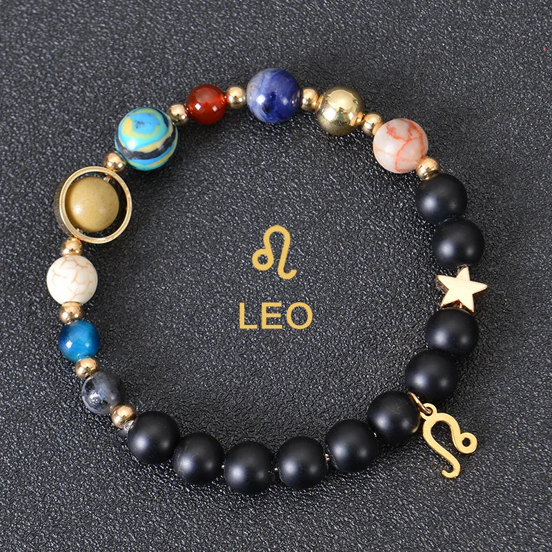 Pulseiras dos 12 Signos do Zodíaco - Pulseira Unissex (Áries, Touro, Gêmeos, Câncer, Leão, Virgem, Libra, Escorpião, Sagitário, Capricórnio, Aquário, Peixes) Pedra Natural - Signos do Zodíaco - Cristais