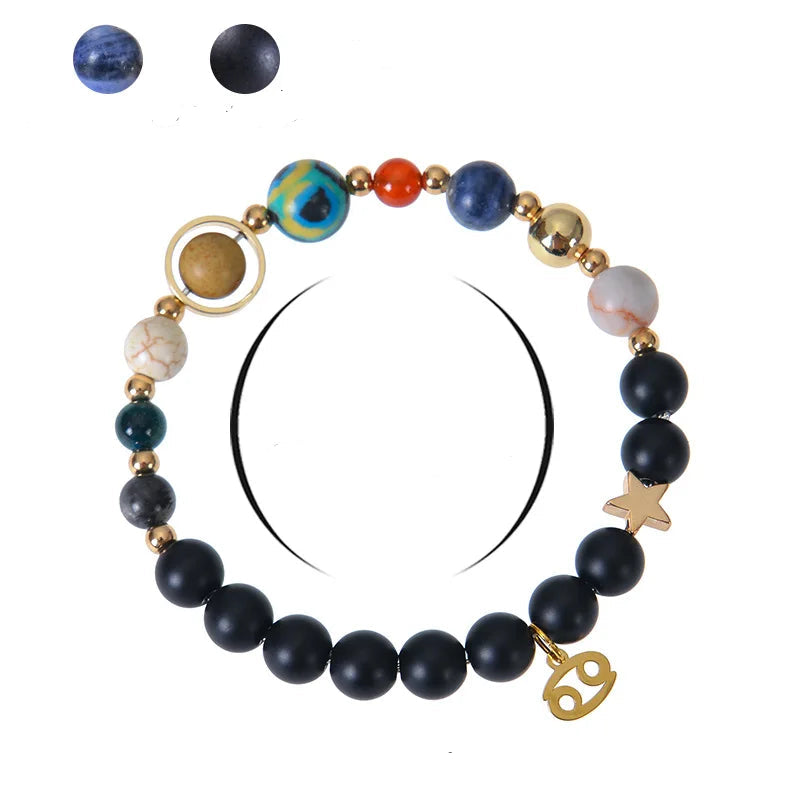 Pulseiras dos 12 Signos do Zodíaco - Pulseira Unissex (Áries, Touro, Gêmeos, Câncer, Leão, Virgem, Libra, Escorpião, Sagitário, Capricórnio, Aquário, Peixes) Pedra Natural - Signos do Zodíaco - Cristais