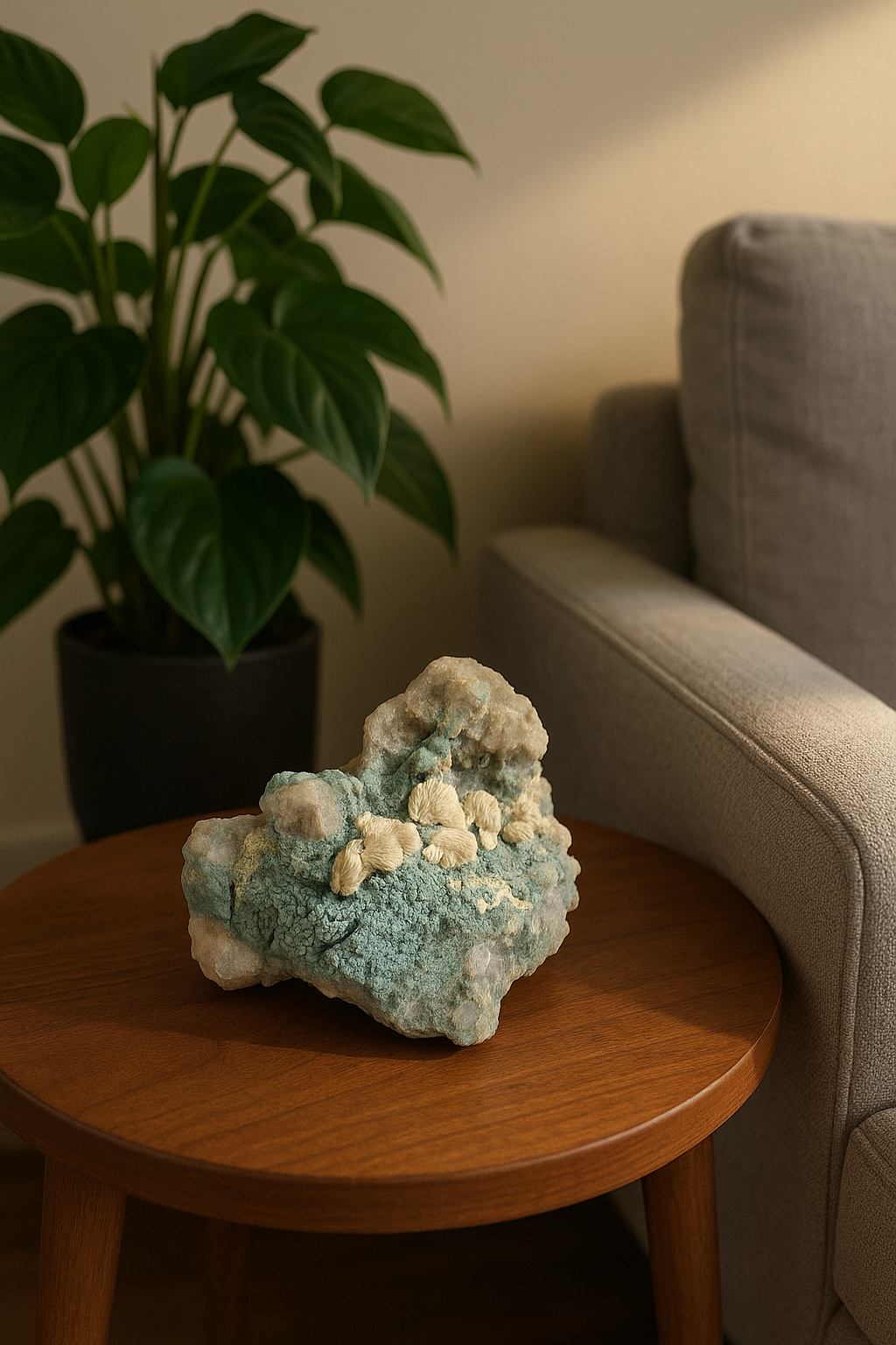 Rosetas de Barita Natural em Matriz Verde – Peça Mineral de 816 g | Barita Rósea com Crisocola/Malaquita | Decoração para Sala, Escritório e Espaços Zen | Energia de Aterramento e Clareza -Harmonia Plena