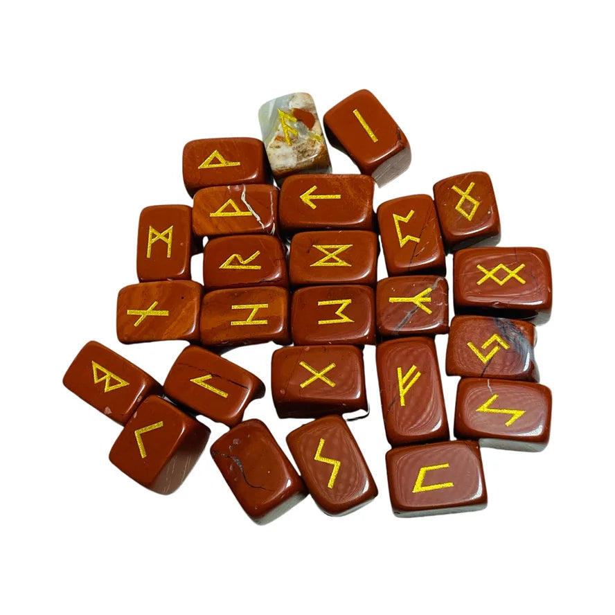 Runas 25 Peças em Obsidiana Natural - Pedras Irregulares de Adivinhação, Ágata Verde e Vermelha