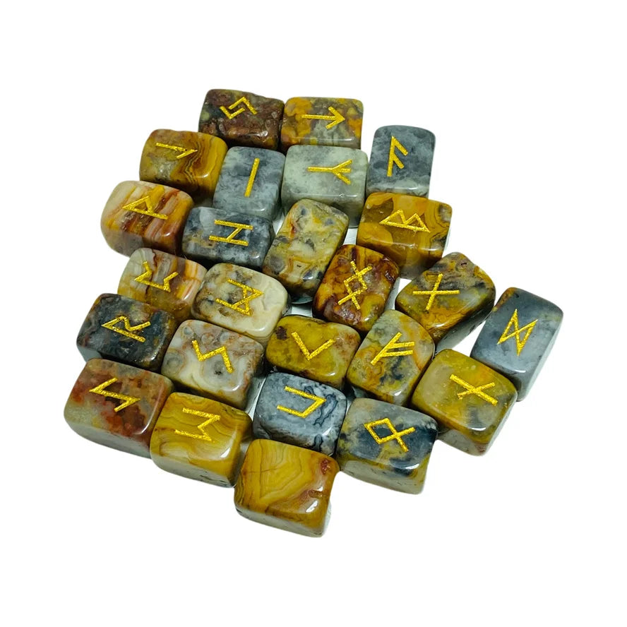 Runas 25 Peças em Obsidiana Natural - Pedras Irregulares de Adivinhação, Ágata Verde e Vermelha