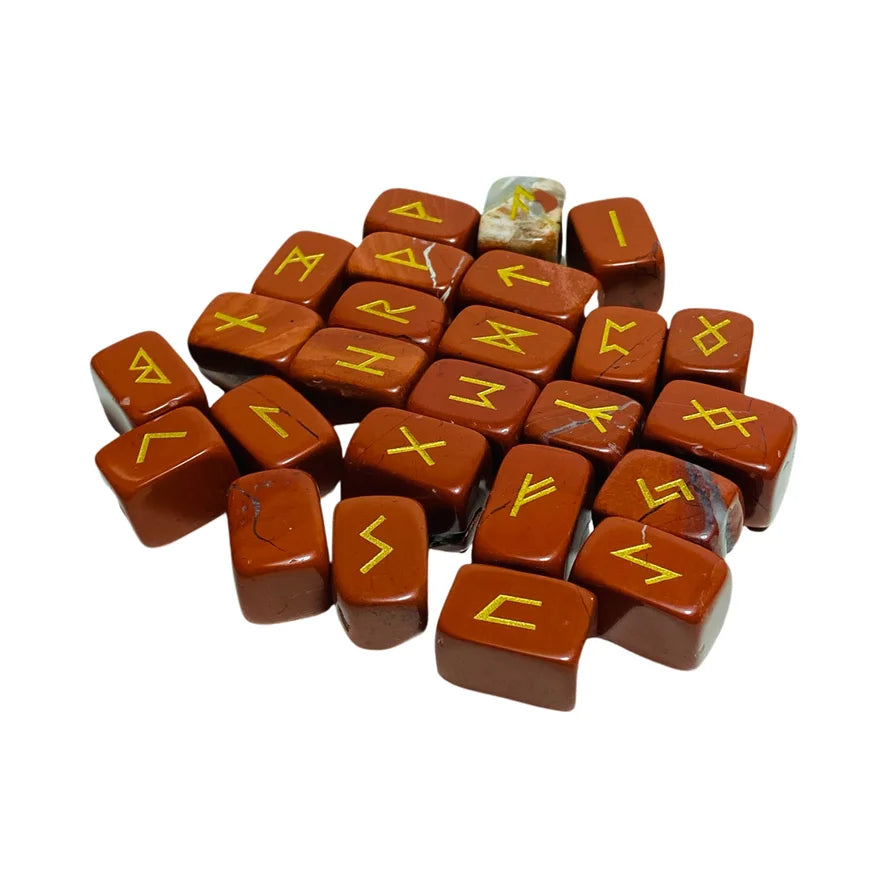 Runas 25 Peças em Obsidiana Natural - Pedras Irregulares de Adivinhação, Ágata Verde e Vermelha