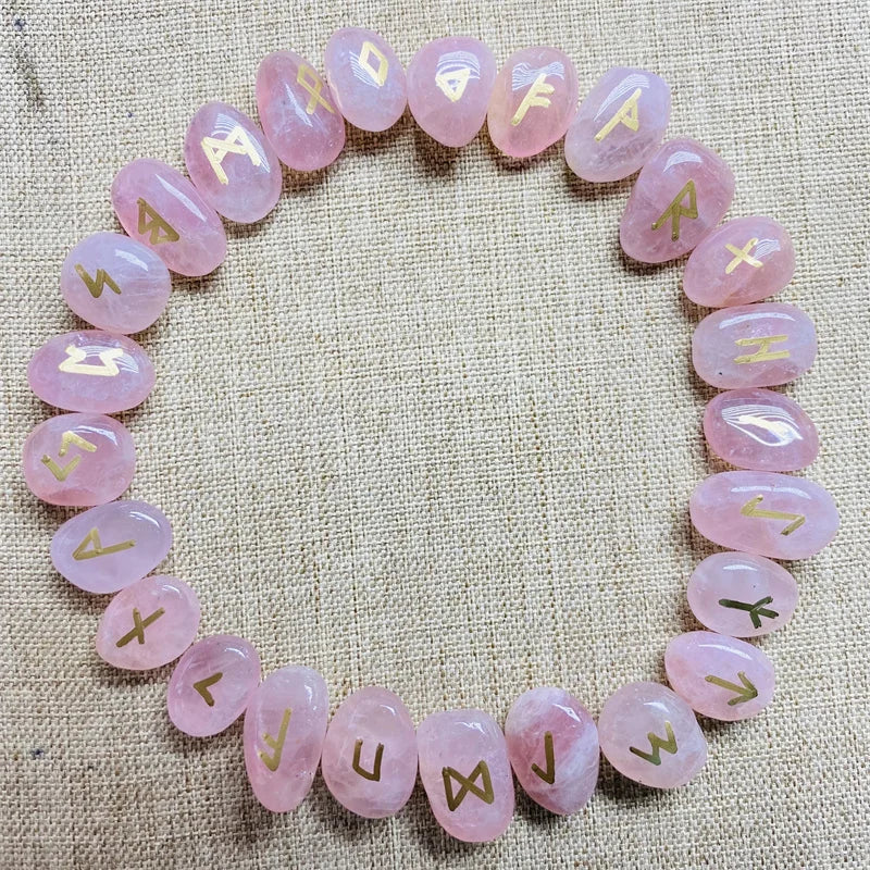 Runas Pedras Naturais de Quartzo Rosa Natural AAAA+ e Pedras Negras Irregulares - Adivinhação, Cura, Meditação, Presente e Coleção