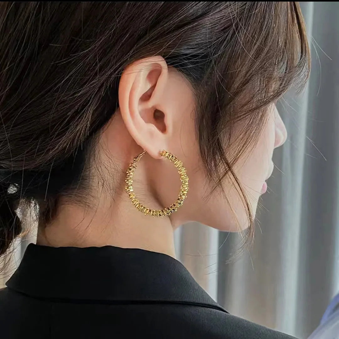 Simple And Irregular Round Metal Earrings Personality Wild European And American Ladies Fashion Earrings Temperament Jewelry