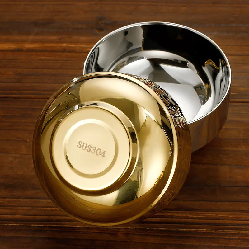 Tigelas Duplas de Aço Inoxidável com Isolamento Térmico – Tigelas para Arroz, Macarrão, Sopa e Alimentos -Feng Shui