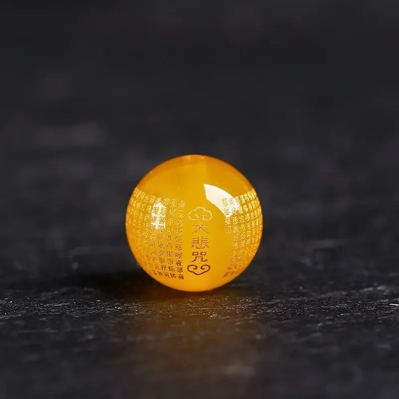 Contas Soltas de Ágata 4A com Douramento e Mantra - Budista Feng Shui