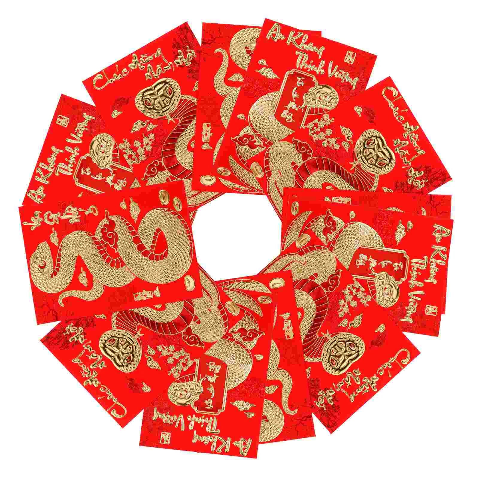 18 Envelopes Vermelhos Ano da Cobra 2025 - Festival da Primavera para Presentes e Dinheiro - Feng Shui