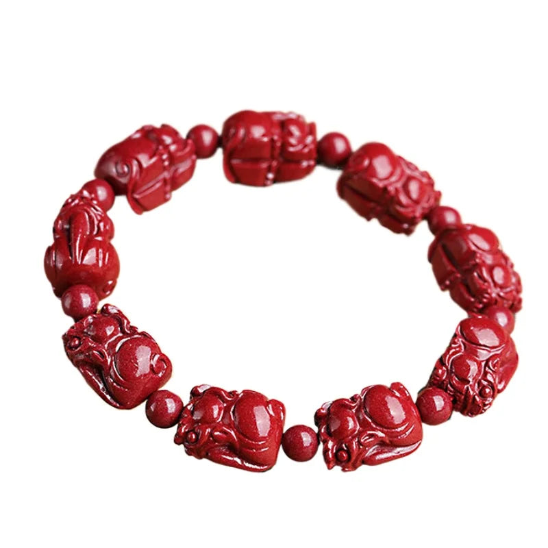 Pulseira Unissex - Pedra Aventurina - Pedra Cinábrio - Semi Joias - Feng Shui