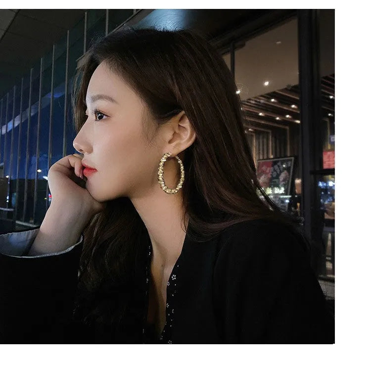 Simple And Irregular Round Metal Earrings Personality Wild European And American Ladies Fashion Earrings Temperament Jewelry