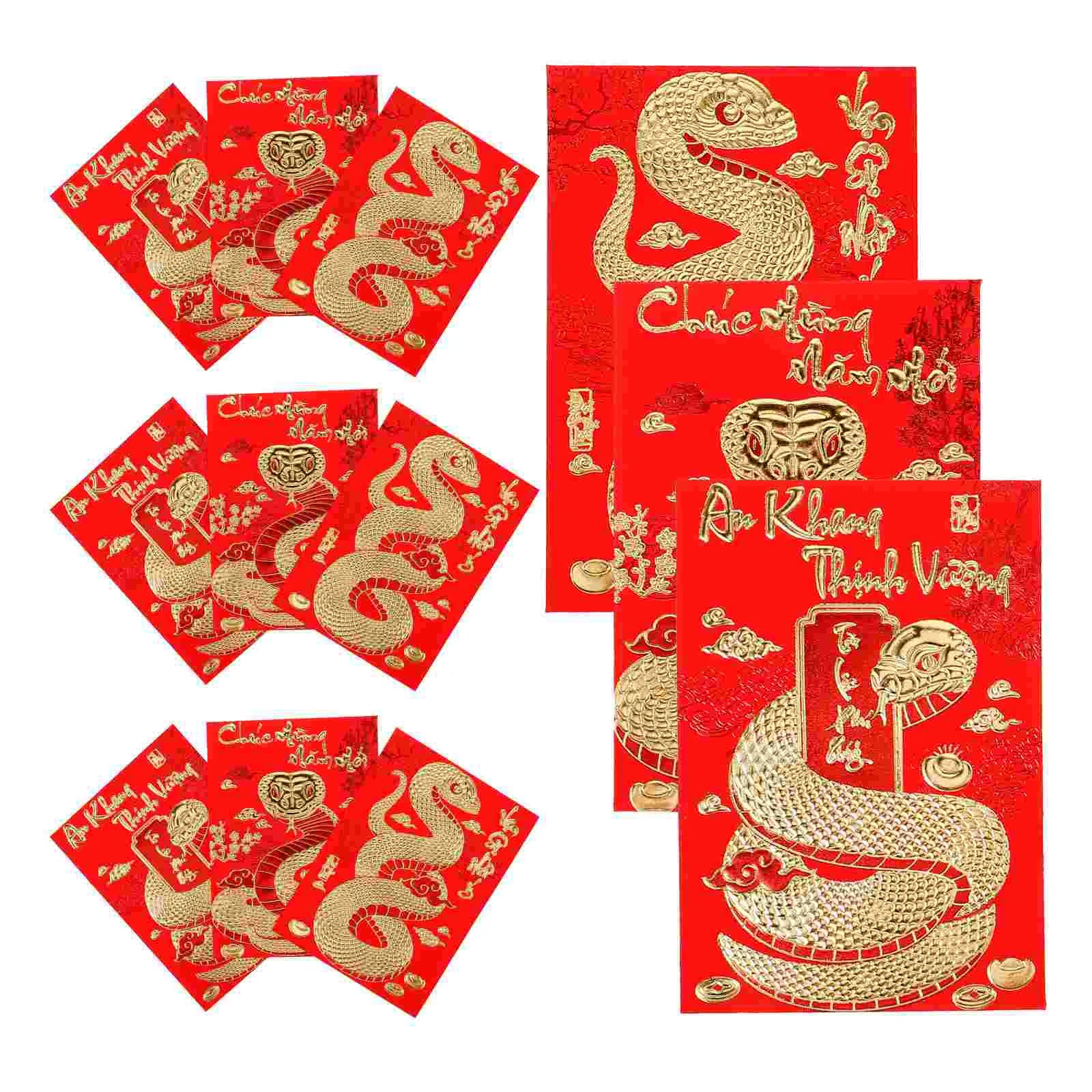 18 Envelopes Vermelhos Ano da Cobra 2025 - Festival da Primavera para Presentes e Dinheiro - Feng Shui