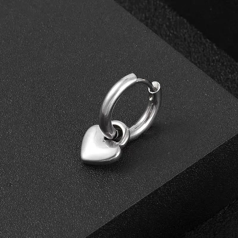 Smooth Small Peach Heart Design Earrings for Women Retro Simple Stainless Steel Jewelry