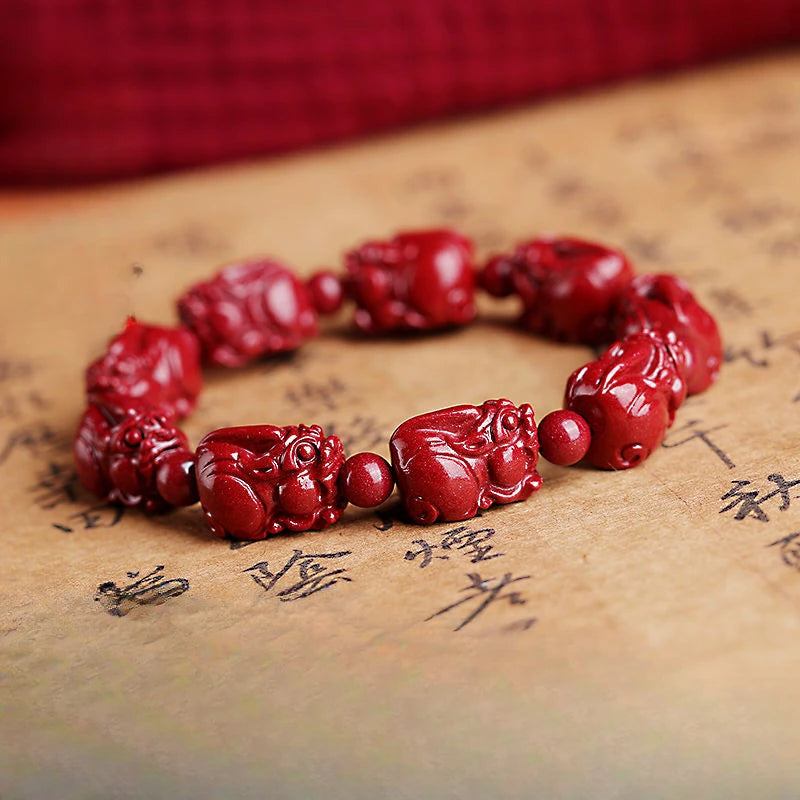 Pulseira Unissex - Pedra Aventurina - Pedra Cinábrio - Semi Joias - Feng Shui