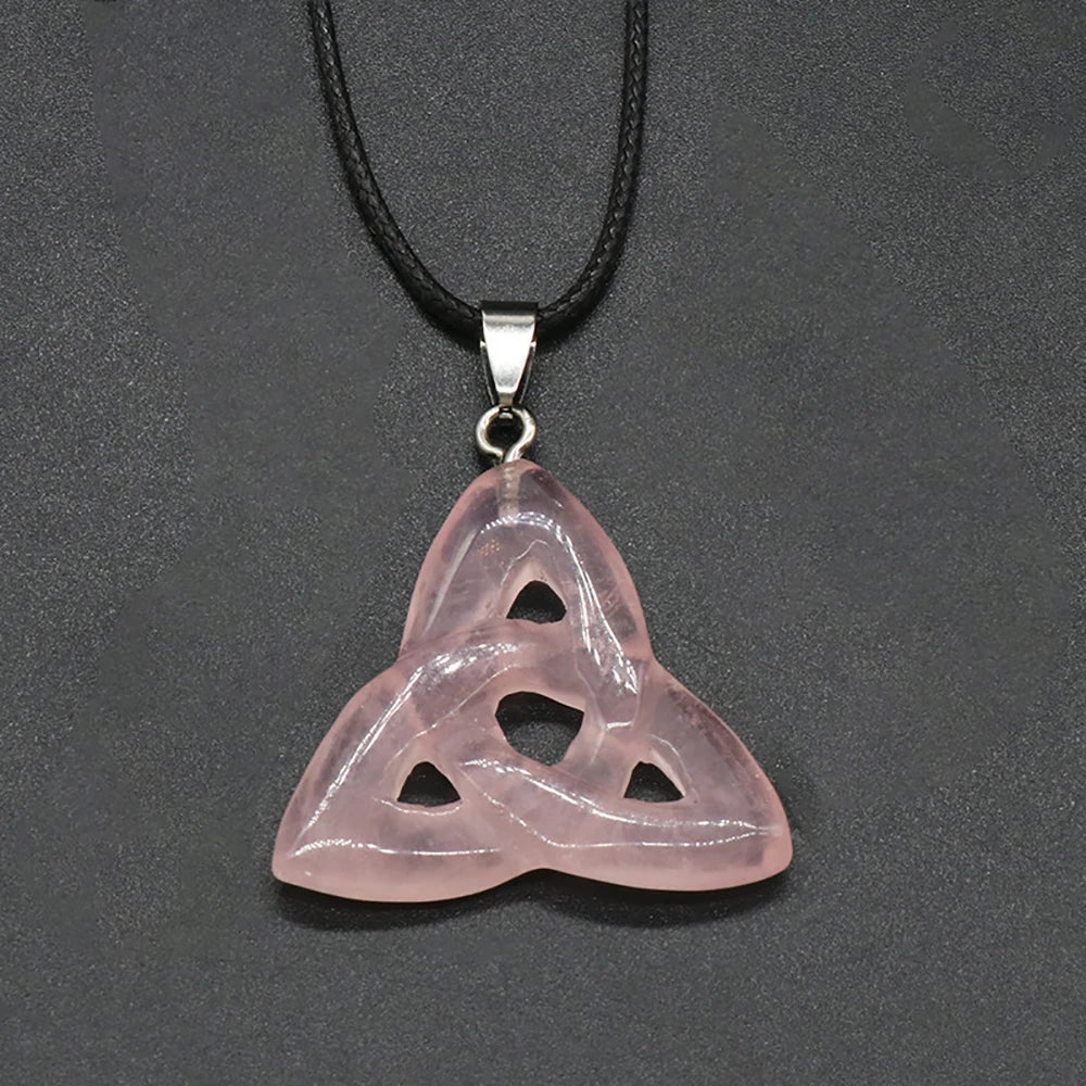 Semi Joia Pingente Pedra Natural Cristal Olho de Tigre Quartzo Rosa Reiki