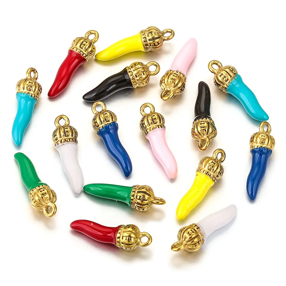 Semi Joia kits de 4 Pingentes Formato Pimenta Coloridos