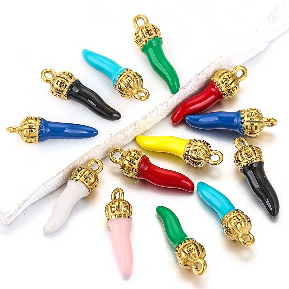 Semi Joia kits de 4 Pingentes Formato Pimenta Coloridos