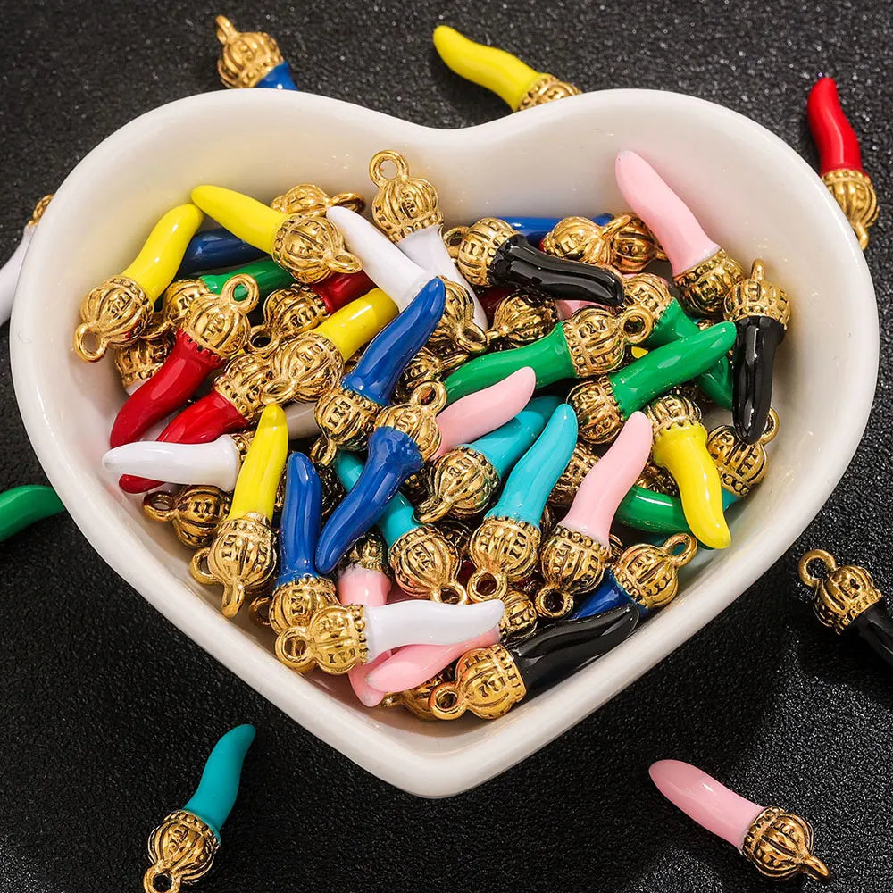 Semi Joia kits de 4 Pingentes Formato Pimenta Coloridos