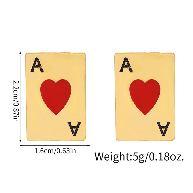 Semi Joias Brincos Aço Inox Esmaltado Cartas de Baralho de Pôquer Esotérico