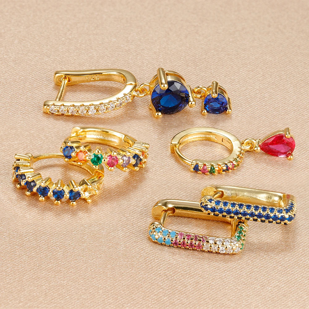 Semi Joias Conjunto de 3 brincos Femininos Cristal de Zircônia Cúbica