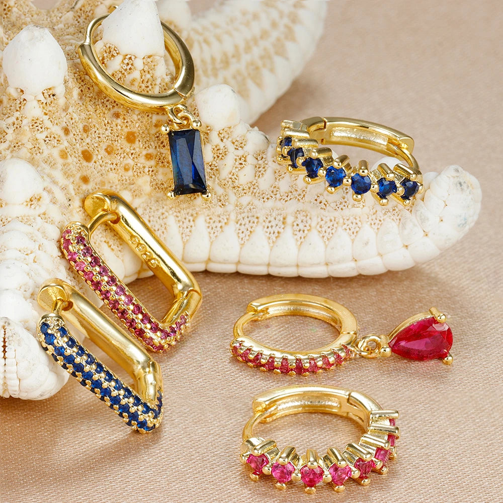 Semi Joias Conjunto de 3 brincos Femininos Cristal de Zircônia Cúbica