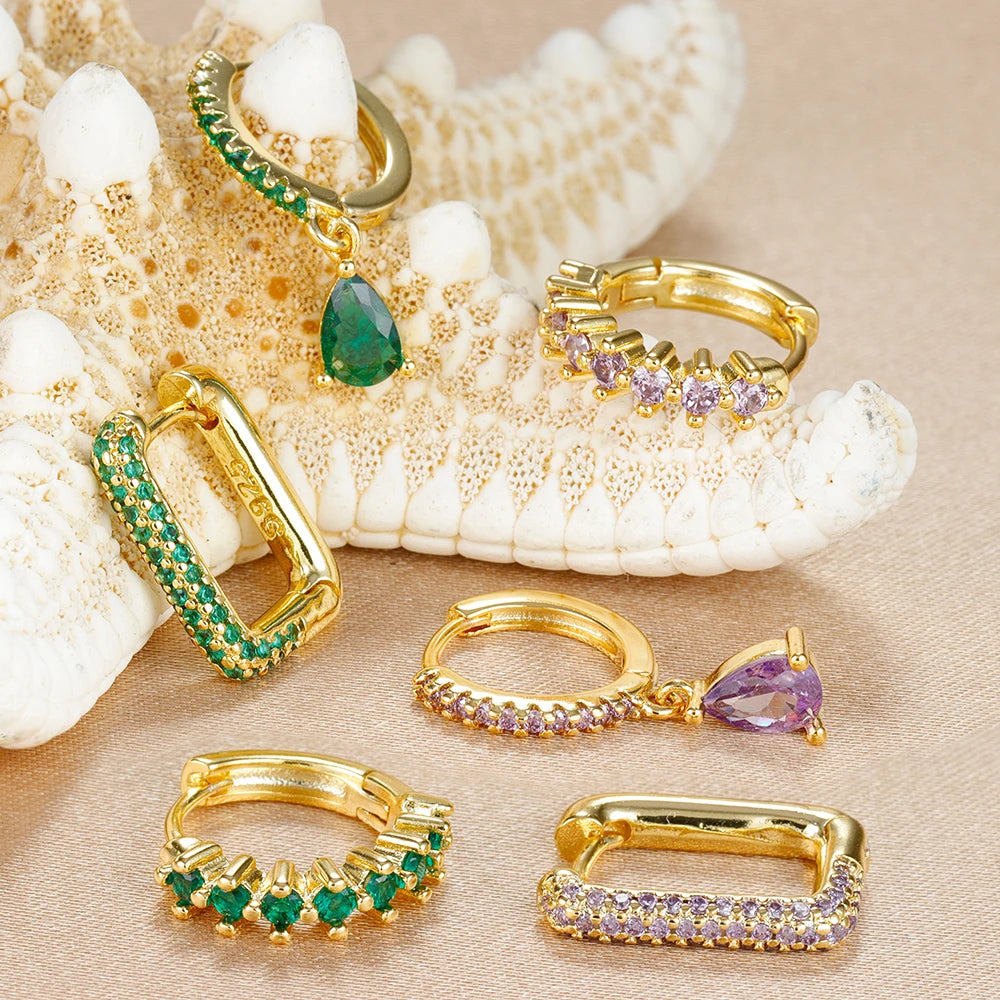 Semi Joias Conjunto de 3 brincos Femininos Cristal de Zircônia Cúbica