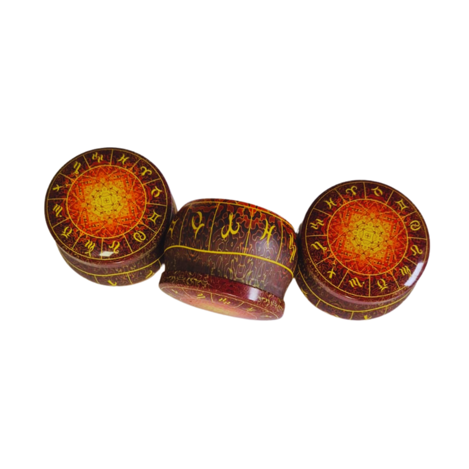 Vela Aromática Laranja em Pote com Tampa Mandala – Cera Vegana de Coco, Arroz e Palma | Energia de Ativação e Cura | Decorativa e Perfumada | 3 Pavilhas | Design Espiritual