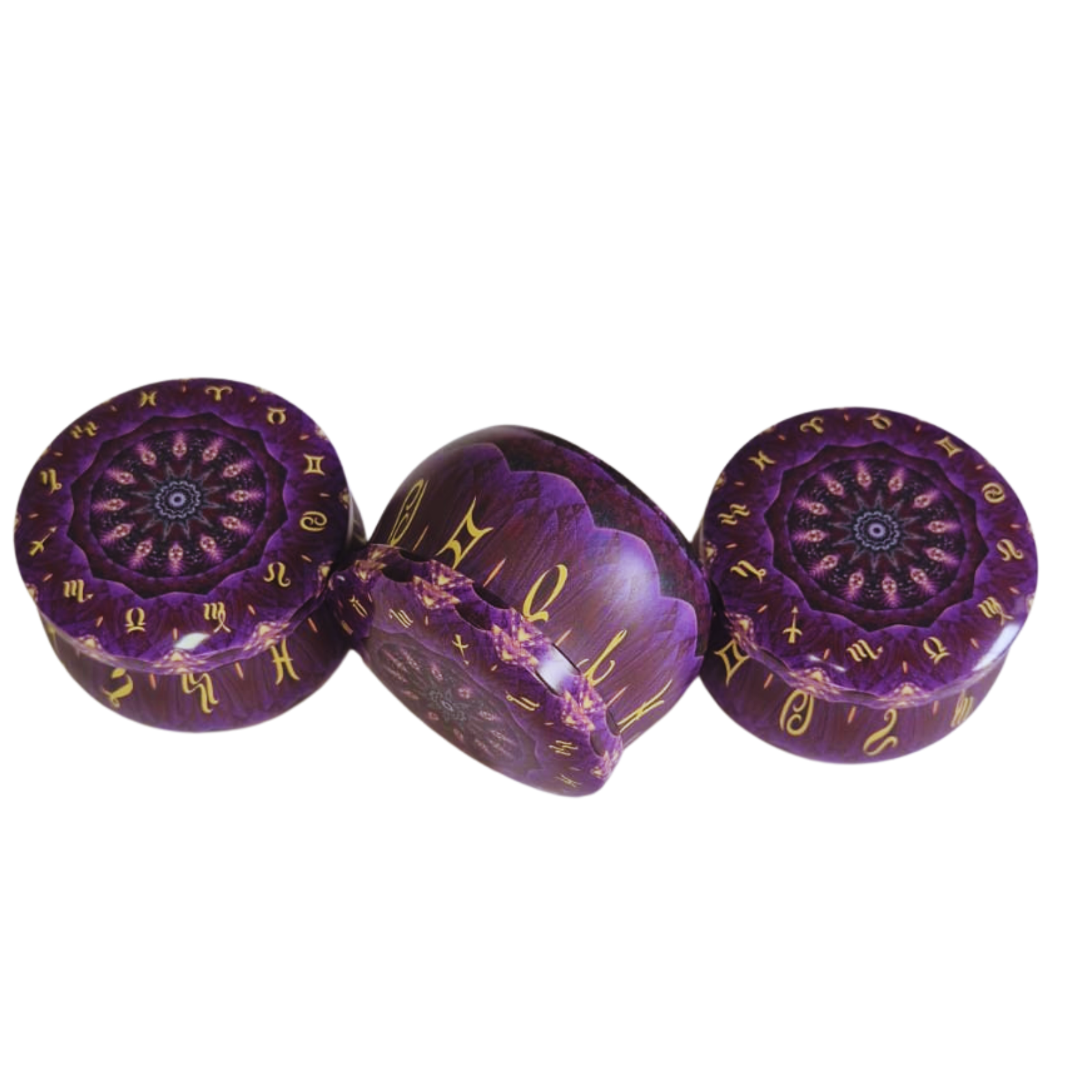 Vela Aromática Violeta com 3 Pavios em Pote Decorativo – Cera Vegana de Coco, Arroz e Palma – Energia de Cura e Ativação Espiritual – Mandala Astrológica – 140g