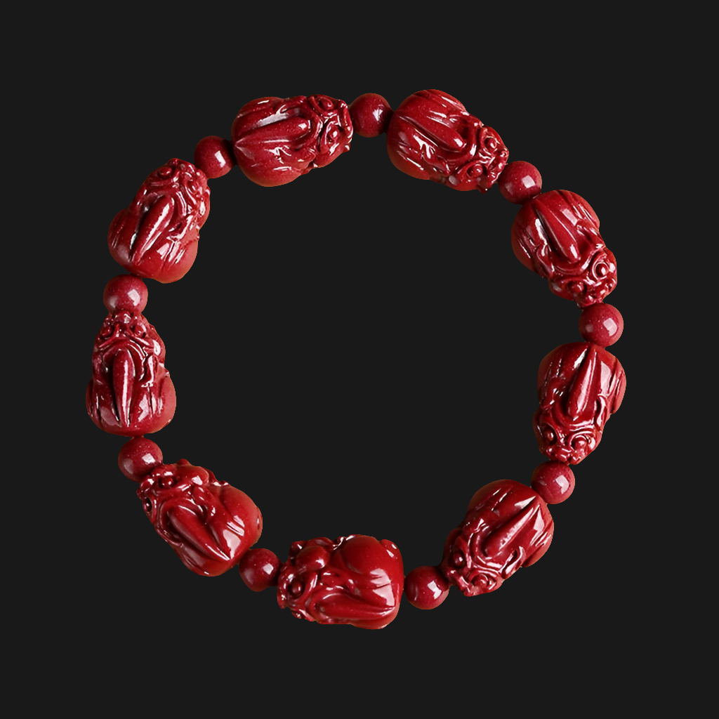 Pulseira Unissex - Pedra Aventurina - Pedra Cinábrio - Semi Joias - Feng Shui