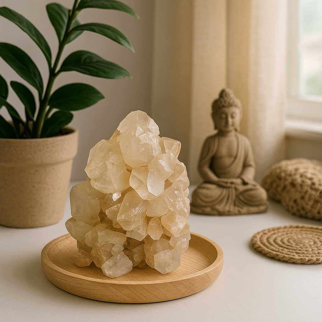 Drusa de Quartzo Fumê Claro Natural 896g – Cristais com Pontas Formadas, Peça Única para Decoração, Energia e Colecionadores – 12×10×8 cm - Harmonia Plena