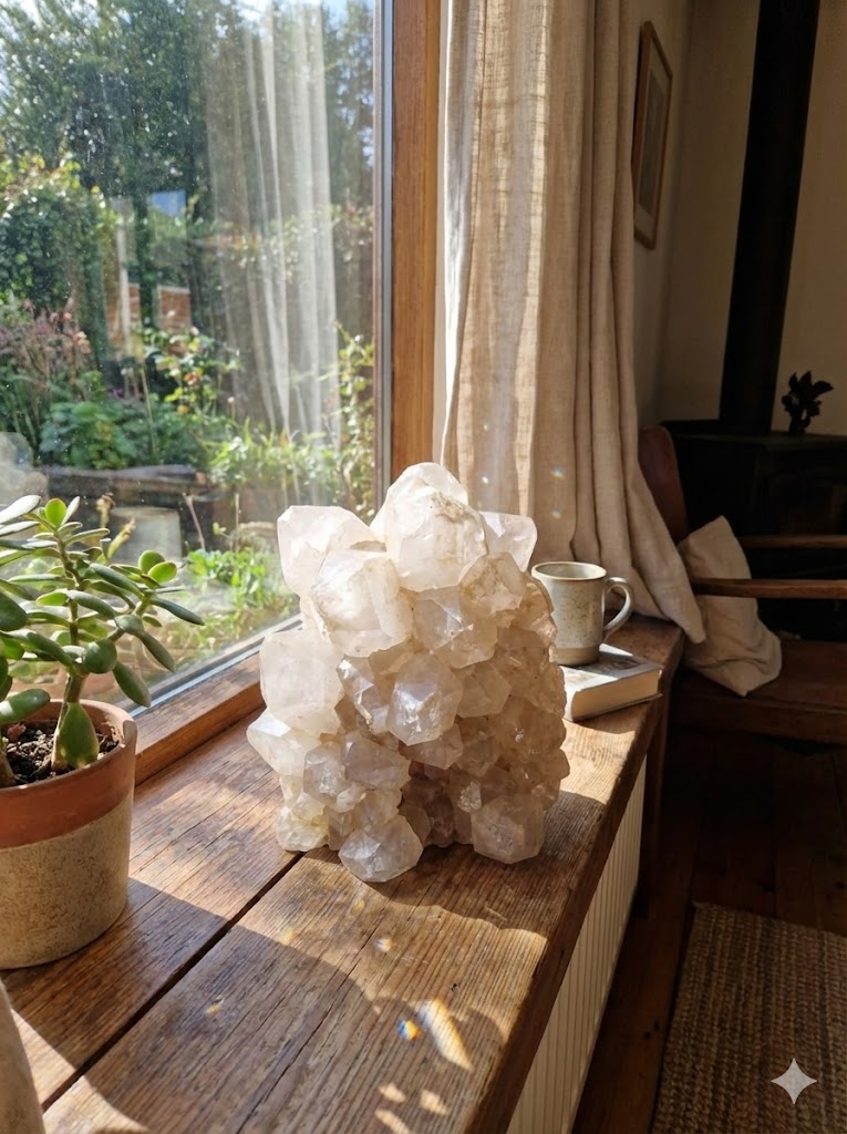 Drusa de Quartzo Fumê Claro Natural 896g – Cristais com Pontas Formadas, Peça Única para Decoração, Energia e Colecionadores – 12×10×8 cm - Harmonia Plena