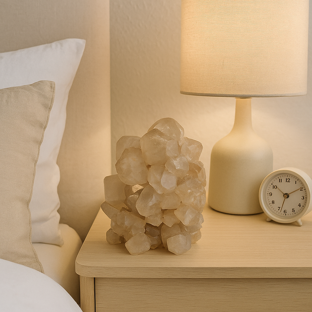 Drusa de Quartzo Fumê Claro Natural 896g – Cristais com Pontas Formadas, Peça Única para Decoração, Energia e Colecionadores – 12×10×8 cm - Harmonia Plena