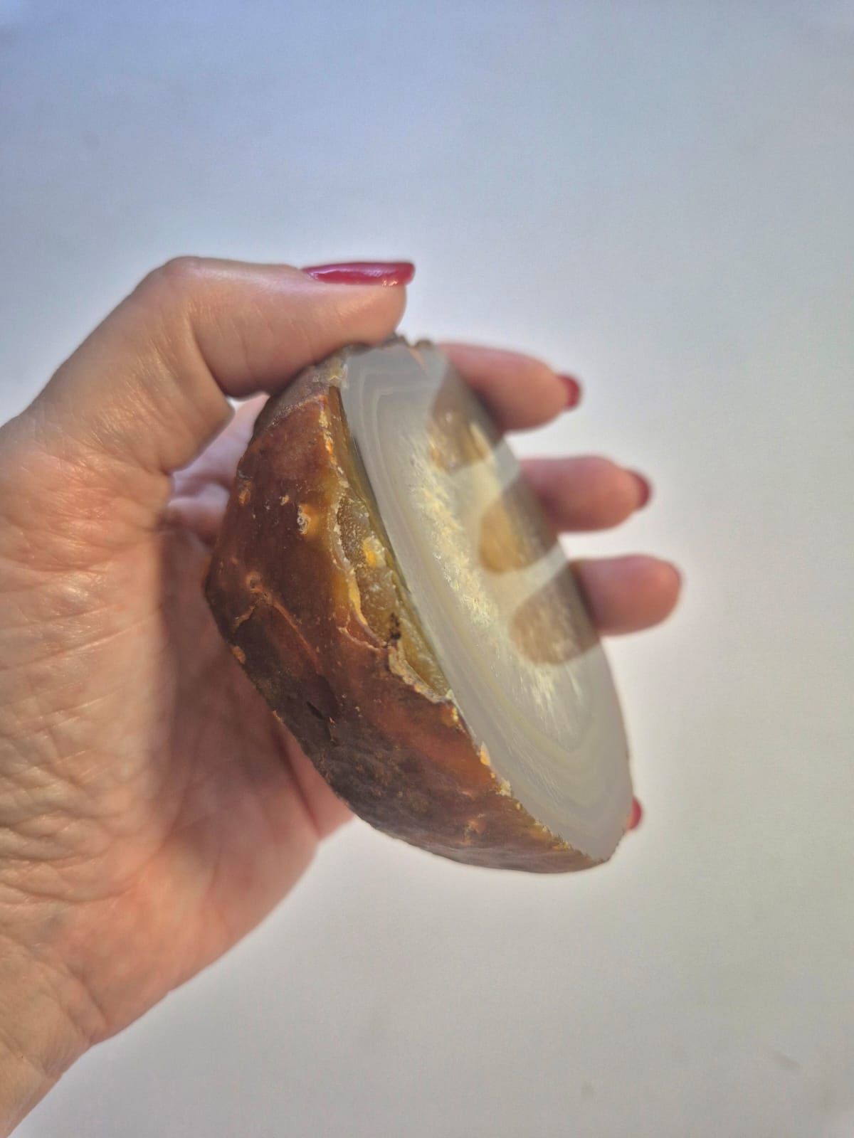 Placa de Ágata Marrom Natural com Cristalização Interna – Energia de Proteção e Equilíbrio -Harmonia Plena