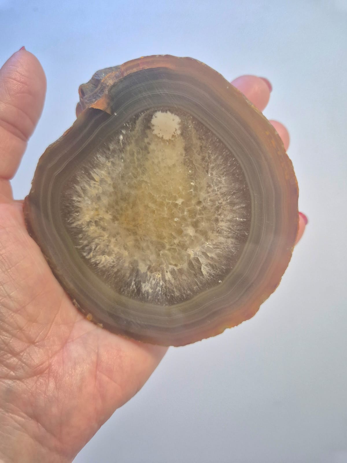 Placa de Ágata Marrom Natural com Cristalização Interna – Energia de Proteção e Equilíbrio -Harmonia Plena