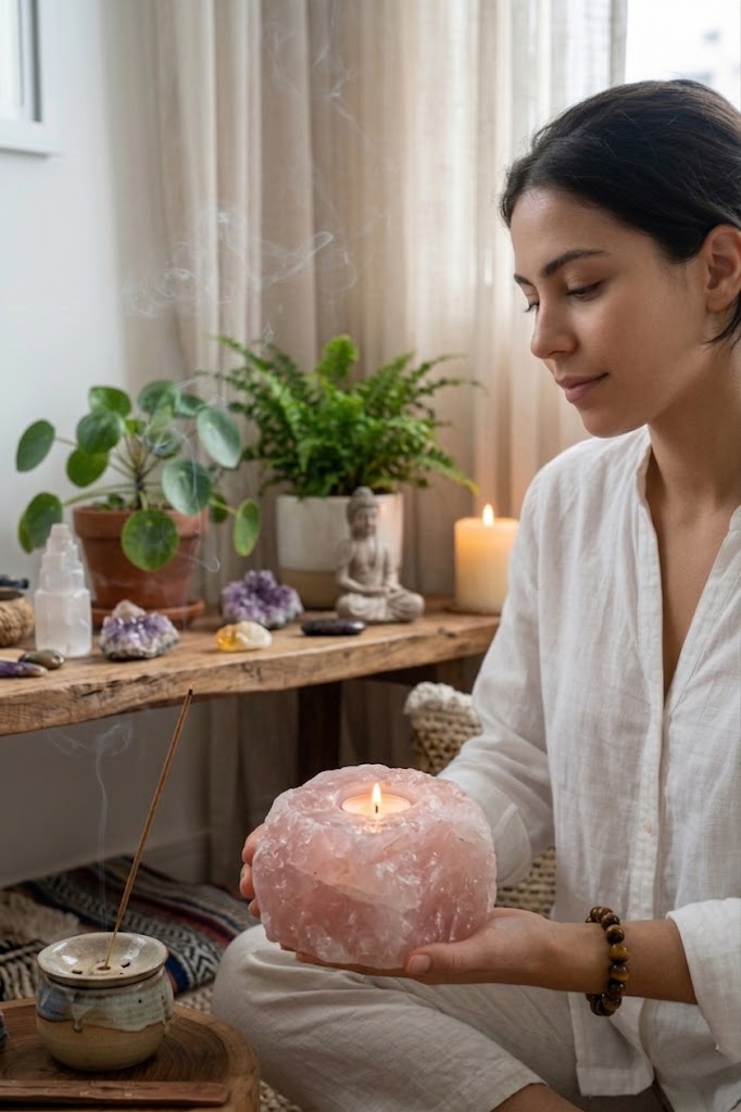 porta-velas-quartzo-rosa-ritual-luz-energia-ambiente