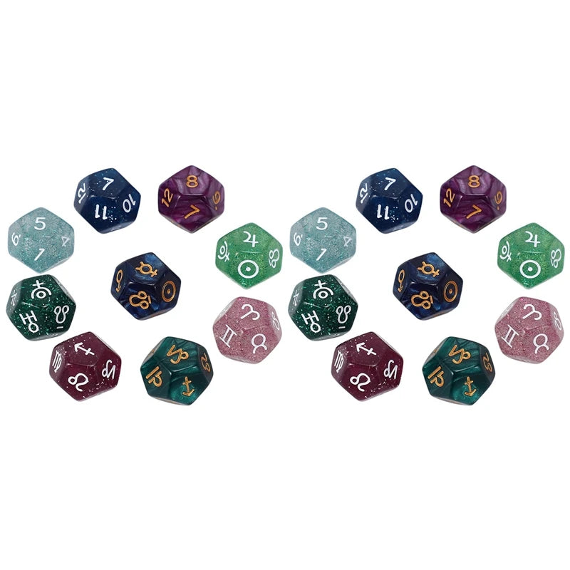 18 Dados Astrológicos de 12 Lados com Signos do Zodíaco - Ferramenta Criativa para Adivinhação e Constelação (Tipo A) - Zodíaco - Astrologia
