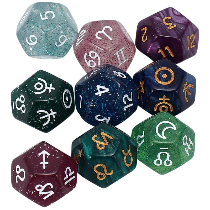 18 Dados Astrológicos de 12 Lados com Signos do Zodíaco - Ferramenta Criativa para Adivinhação e Constelação (Tipo A) - Zodíaco - Astrologia