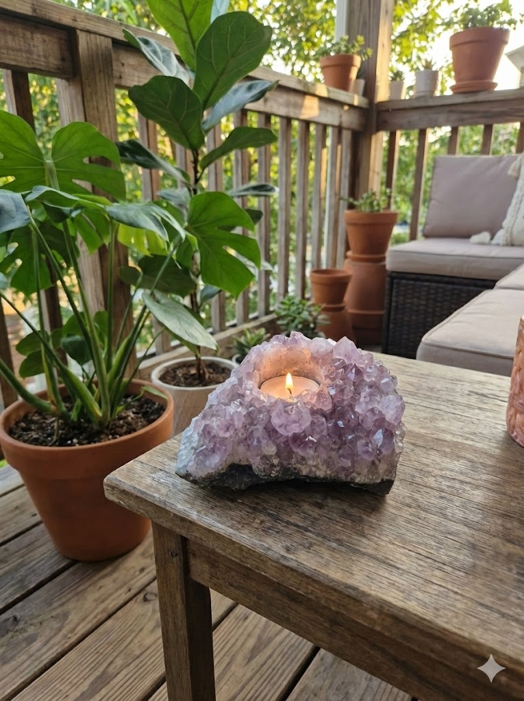 Ametista Bruta Natural 1,49 kg – Porta-Vela Artesanal | Cristal para Energização, Decoração Zen e Harmonização de Ambientes – Peça Exclusiva - Harmonia Plena