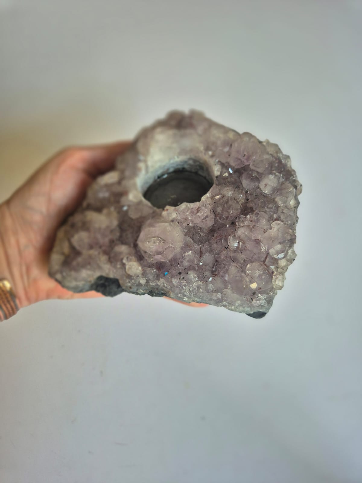 Ametista Bruta Natural 1,49 kg – Porta-Vela Artesanal | Cristal para Energização, Decoração Zen e Harmonização de Ambientes – Peça Exclusiva - Harmonia Plena