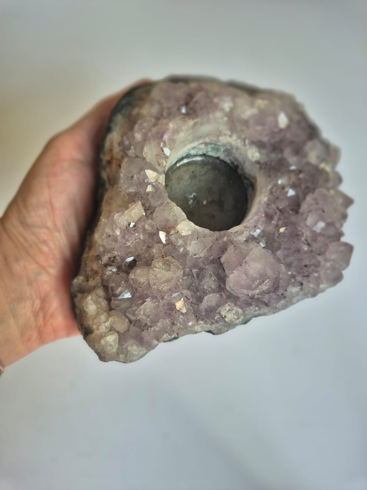 Ametista Bruta Natural 1,49 kg – Porta-Vela Artesanal | Cristal para Energização, Decoração Zen e Harmonização de Ambientes – Peça Exclusiva - Harmonia Plena