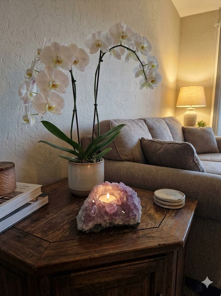 Ametista Bruta Natural 1,49 kg – Porta-Vela Artesanal | Cristal para Energização, Decoração Zen e Harmonização de Ambientes – Peça Exclusiva - Harmonia Plena